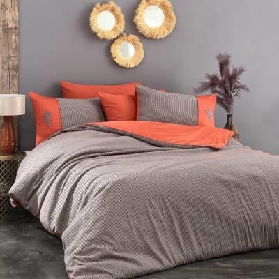 Nazik Home Pamuk Saten Çift Kişilik Nevresim Takımı Loris Kiremit