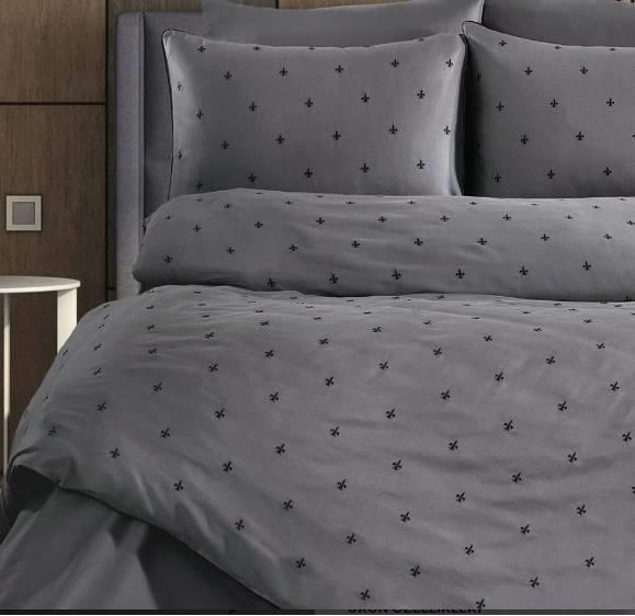 Nazik Home Pamuk Saten Çift Kişilik Nevresim Takımı Hermes Antrasit