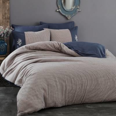 Nazik Home Pamuk Saten Çift Kişilik Nevresim Takımı Loris İndigo