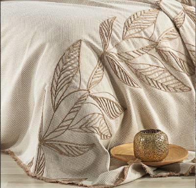 Nazik Home Püsküllü ve İşlemeli Nevresimli Pike Takımı Marsel Bej