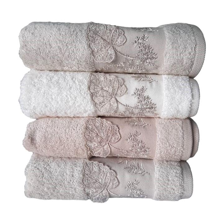 Pupilla 4 Lü Bambu Nakışlı Janet Yaprak Havlu Takımı 50x90