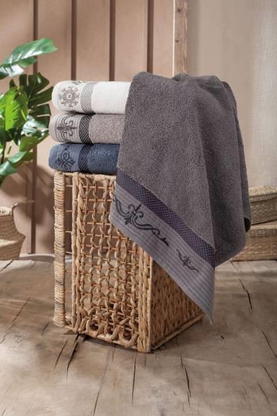 Pupilla 4'li Penye Jakarlı Nakışlı Havlu Aspendos 50x90 Cm