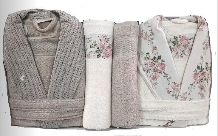 Pupilla 6 Parça Aile Bornoz Seti Bambu Siena Ekru-Bej