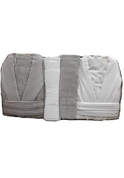 Pupilla 6 Parça Aile Bornoz Seti Bambu Elegant Ekru Cappuccino