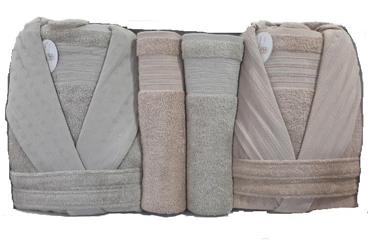 Pupilla 6 Parça Aile Bornoz Seti Cotton Diora Gül Kurusu-Cappuccino