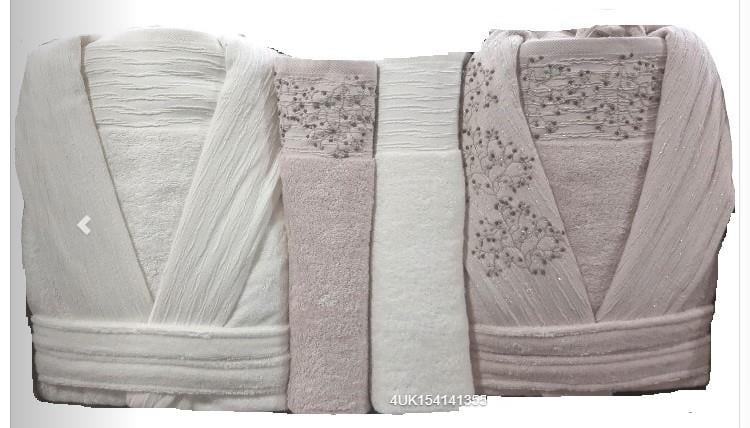 Pupilla 6 Parça Aile Bornoz Seti Penye Talia2 Ekru-Pudra