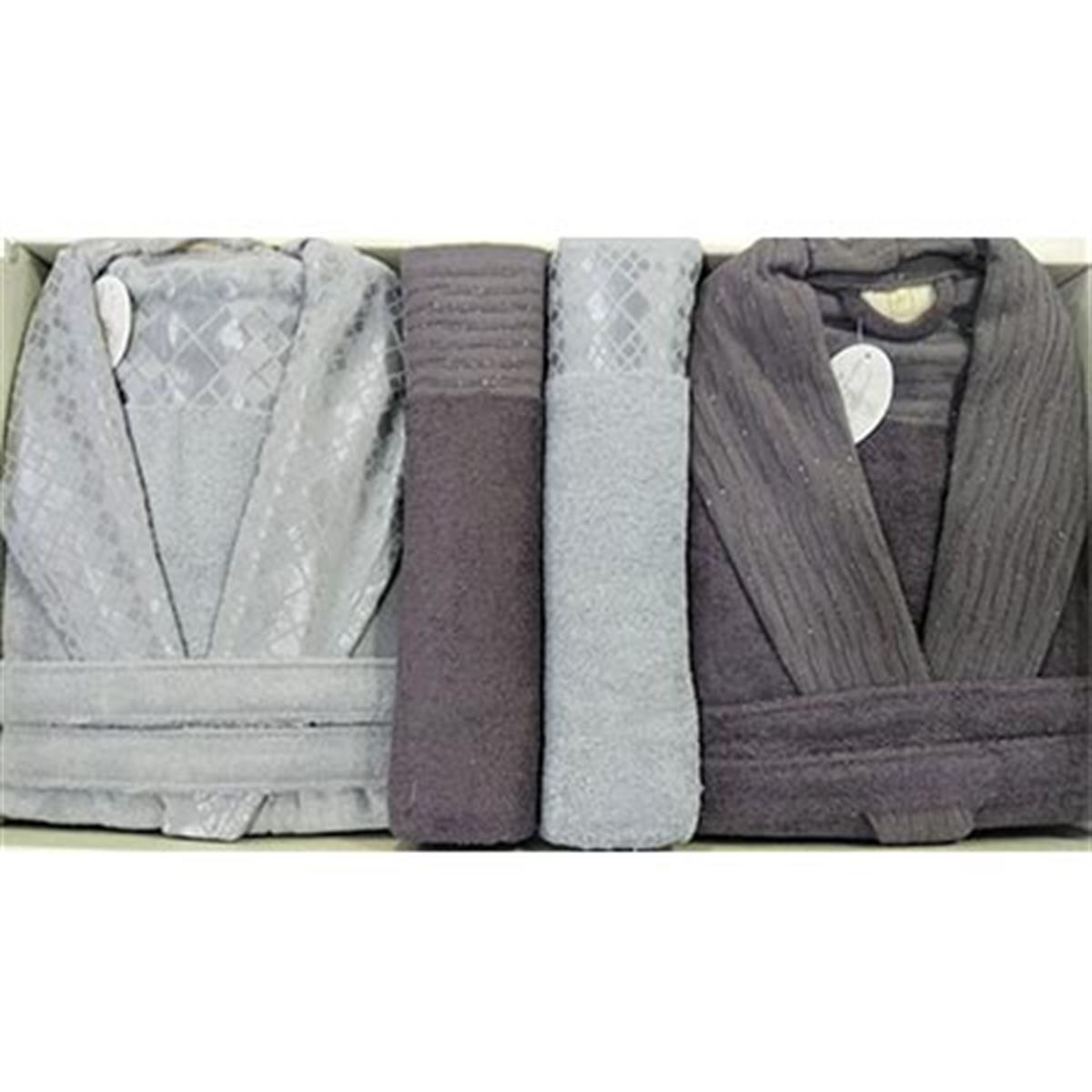 PUPİLLA AİLE BORNOZ SET BAMBU FORMEN-FRİDA K.MÜRDÜM-GRİ