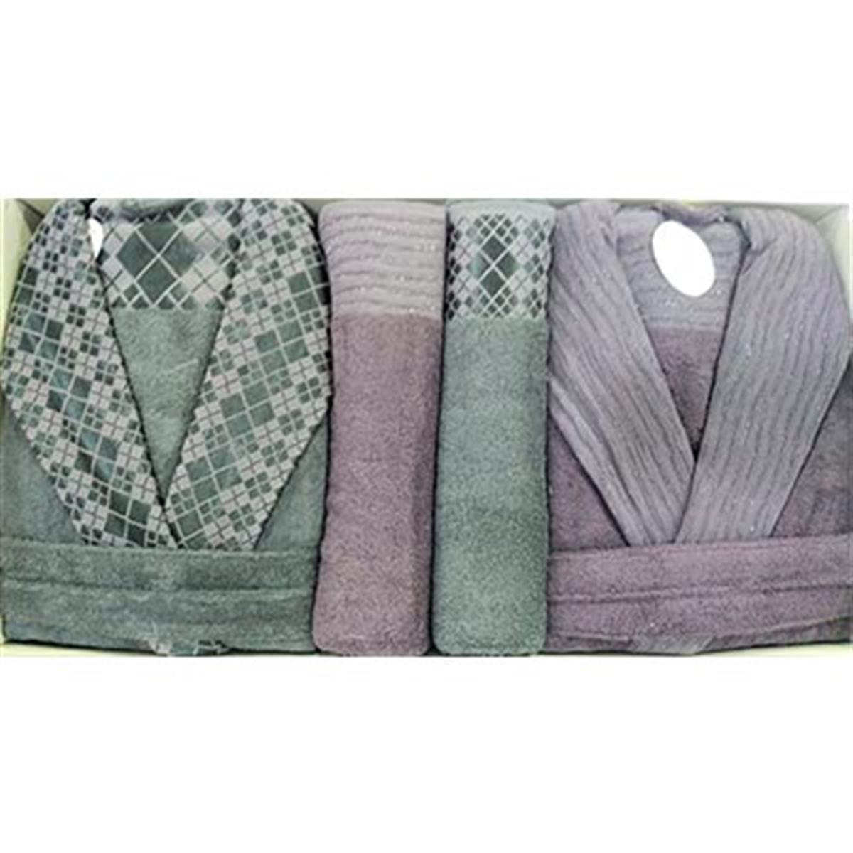 PUPİLLA AİLE BORNOZ SET BAMBU FORMEN-FRİDA K.MÜRDÜM-ANTRASİT