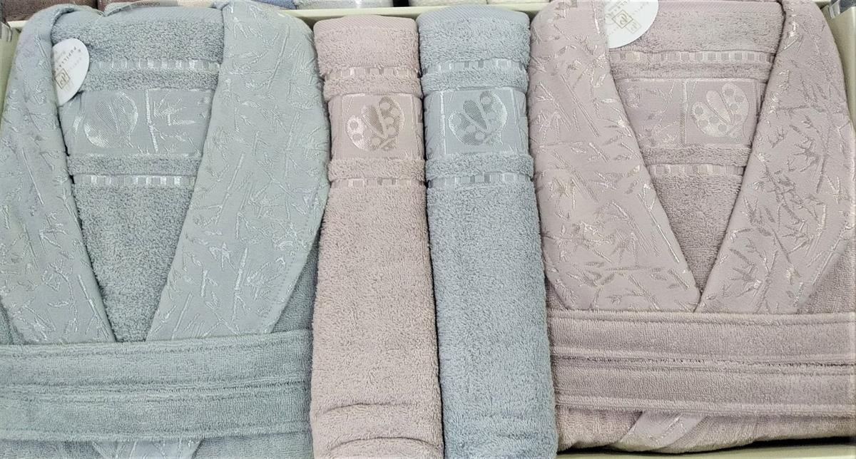 Pupilla Aile Bornoz Seti Bambo Silver Gül Kurusu-Gri