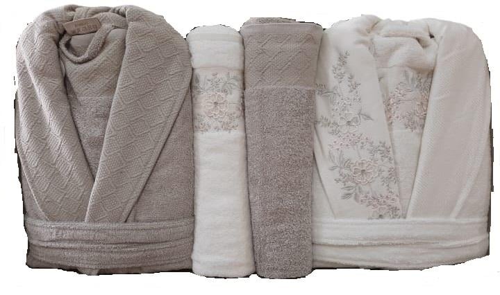 Pupilla Aile Bornoz Seti Bambu Cristina Ekru - Cappicino