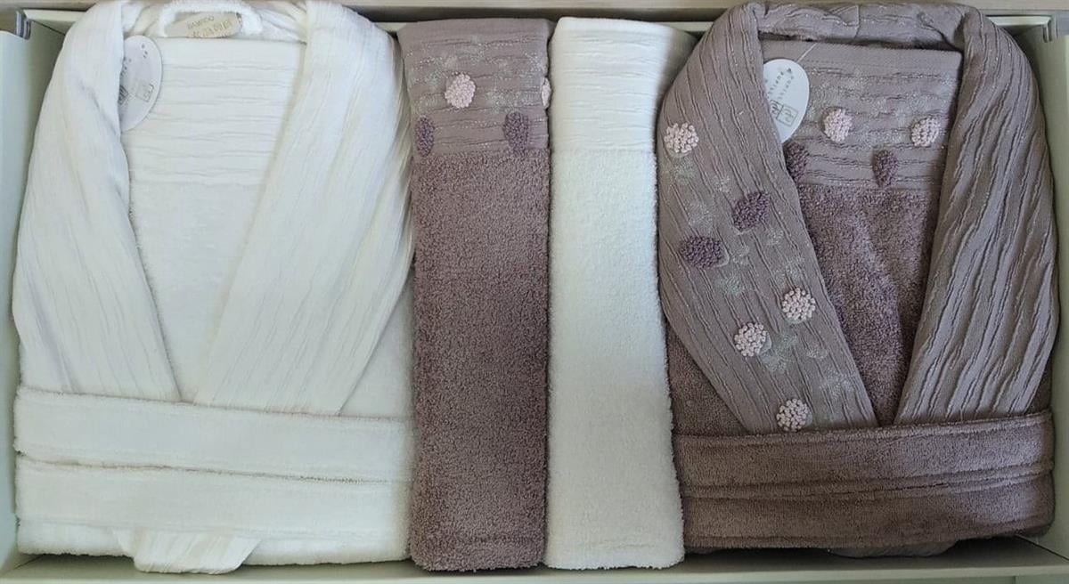 Pupilla Aile Bornoz Seti Bambu Luiza Ekru-Mürdüm