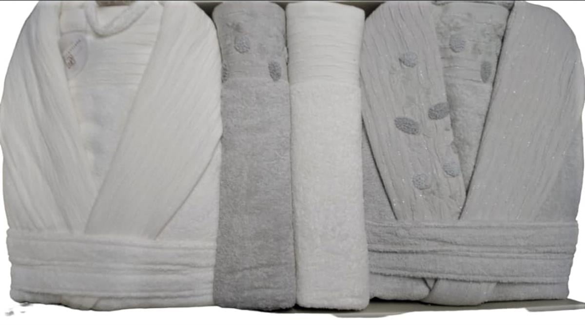 Pupilla Aile Bornoz Seti Bambu Luiza Yeşil-Ekru