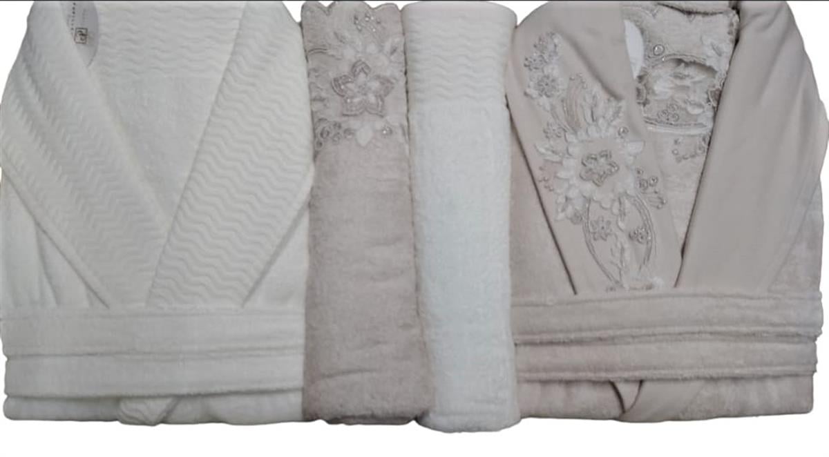 Pupilla Aile Bornoz Seti Bambu Vanetta Pudra-Ekru