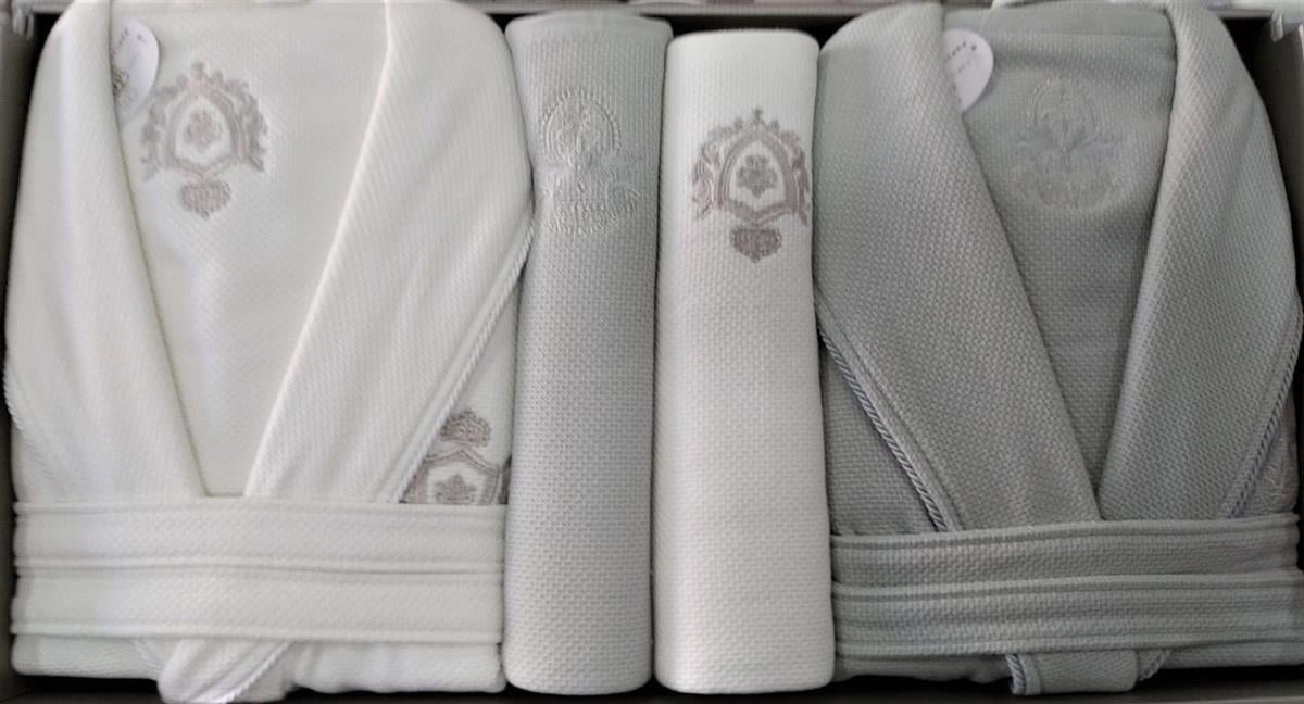 Pupilla Aile Bornoz Seti Cotton Bernini Yeşil-Ekru