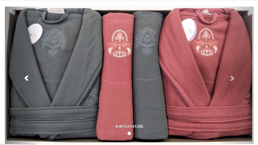 Pupilla Aile Bornoz Seti Cotton Bernini Kiremit - Füme