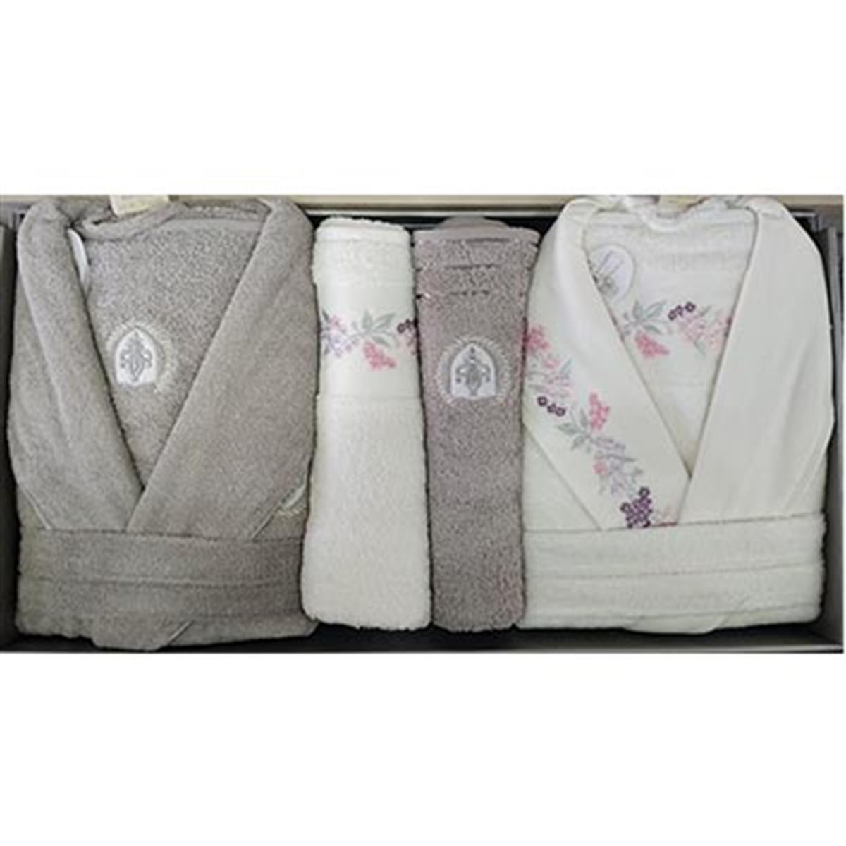 PUPİLLA AİLE BORNOZ SETİ COTTON CLARİS V1 EKRU - CAPPİCİNO