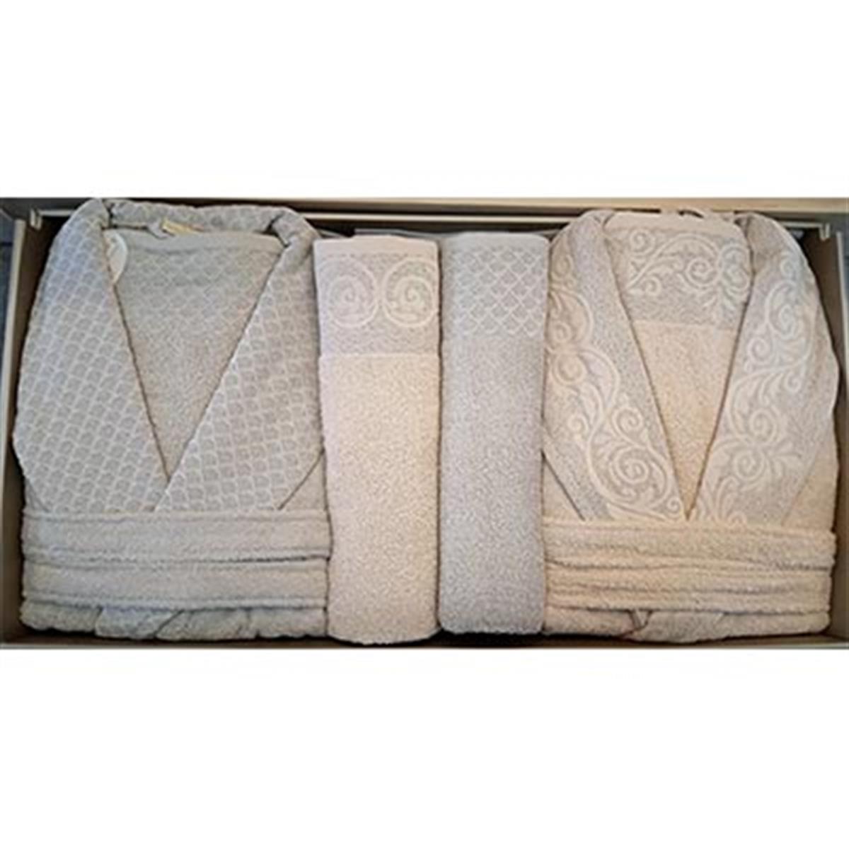 PUPİLLA AİLE BORNOZ SETİ COTTON MİLA PUDRA - GRİ