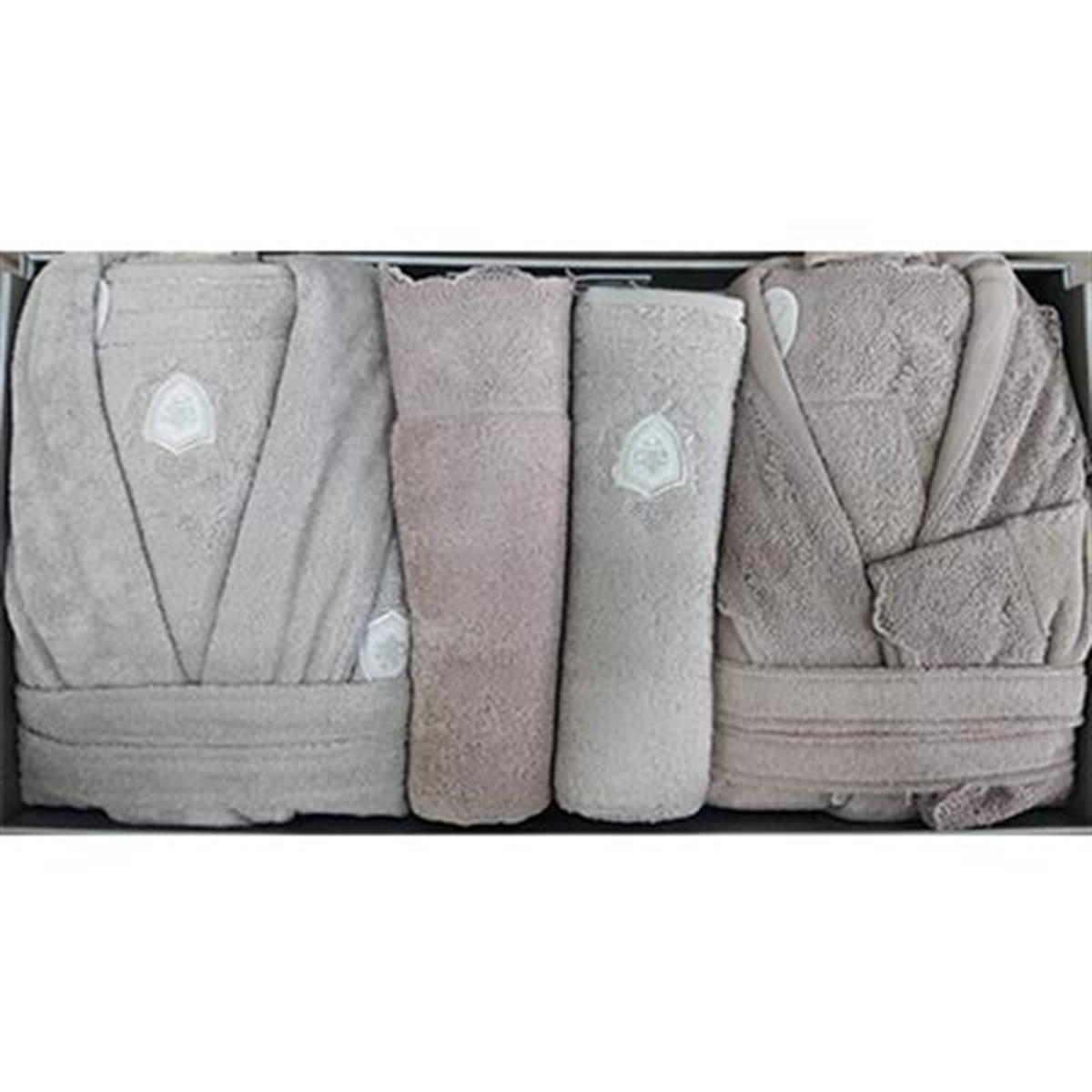 PUPİLLA AİLE BORNOZ SETİ PENYE SEVİLLA MÜRDÜM - CAPPİCİNO