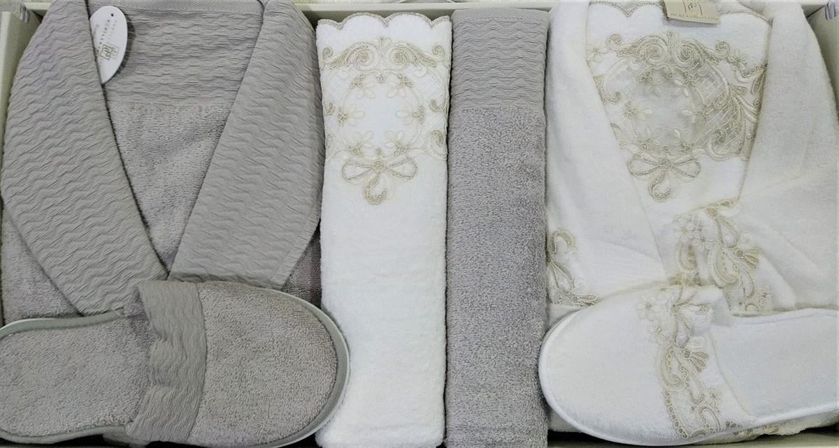 Pupilla Bambu Aile Bornoz Seti Santana Gold-Bej