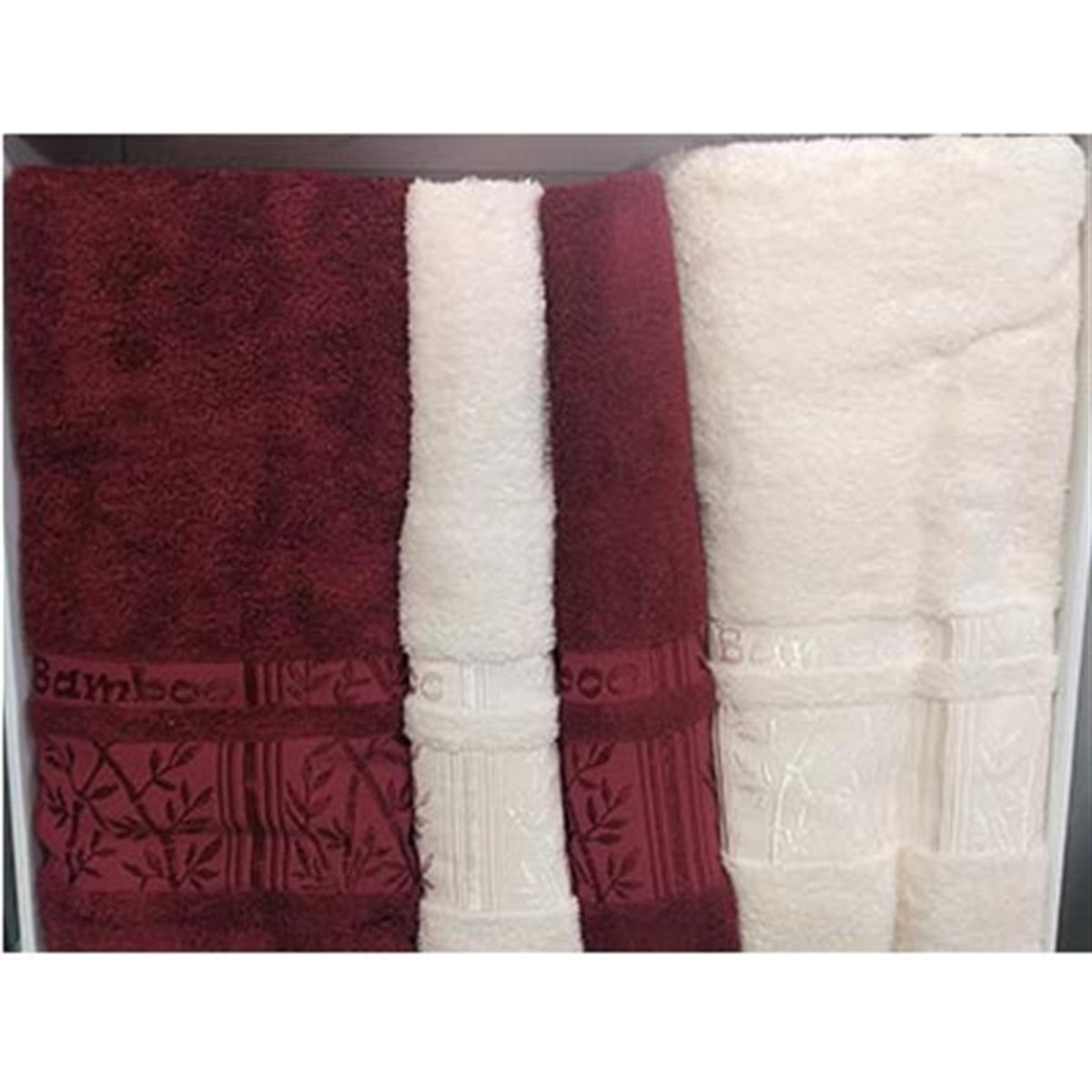 PUPİLLA HAMAM TAKIMI SİLVER BORDO - KREM