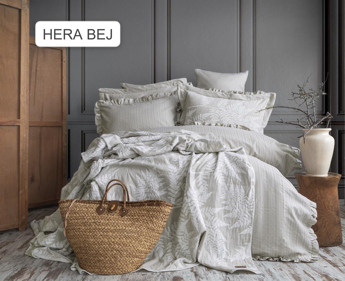 Pupilla Yatak Örtülü Nevresim Takımı Hera Bej