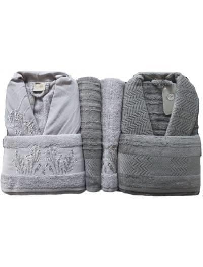 Şıkel Aile Bornoz Seti Penye Miranda Lila-Antrasit