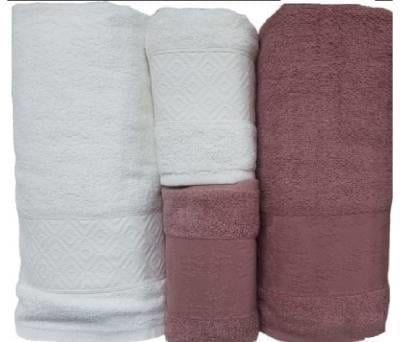 Şıkel Hamam Takımı Cotton Alvin Belinda Gül Kurusu-Krem