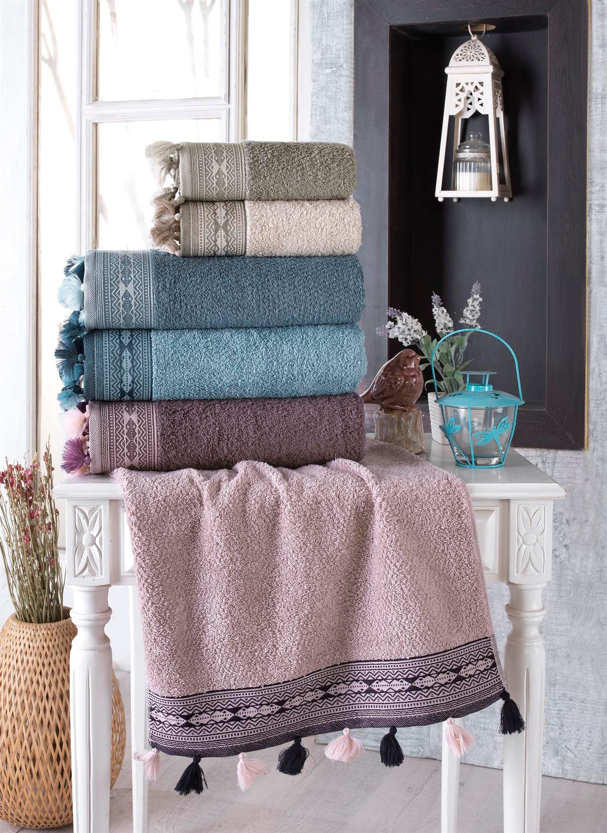 Şıkel Penye 6'Lı Havlu Seti 50*90 Ponponlu Kilim