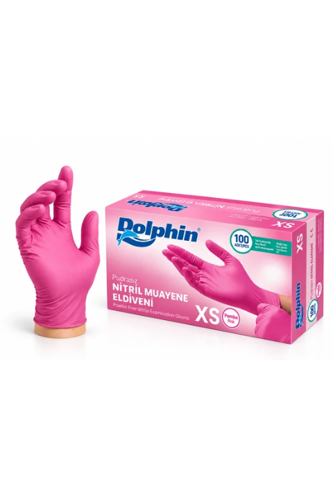 20 Kutu Pembe Nitril Pudrasız Eldiven Non-Steril 100'Lü