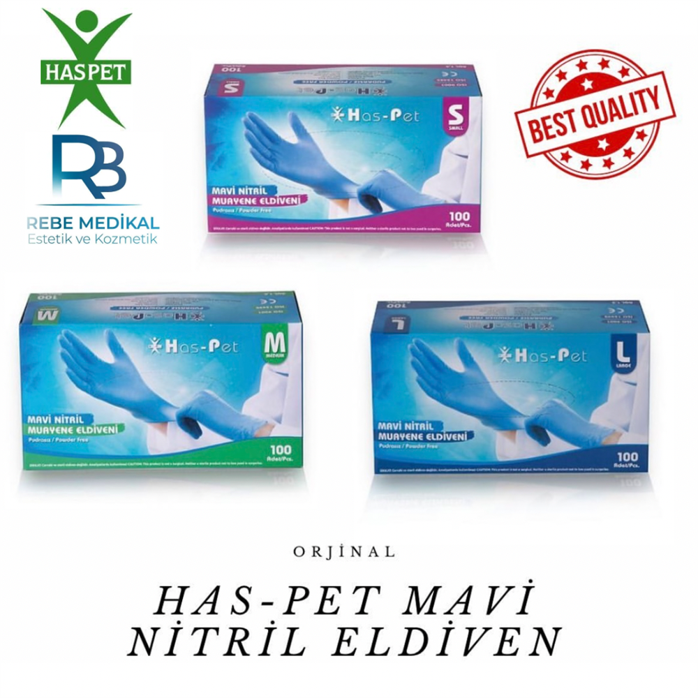 Pudrasız Mavi Nitril Muayene Eldiveni - 100'lük Kutu