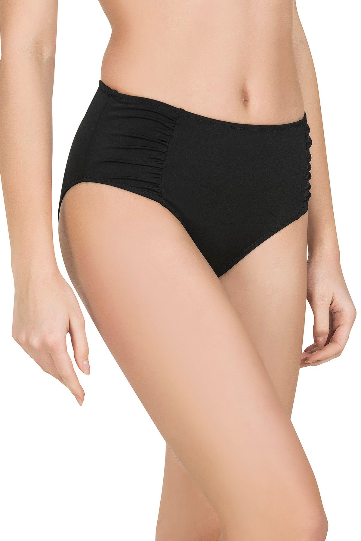 Büzgülü Kalın Kenarlı Siyah Bikini Altı