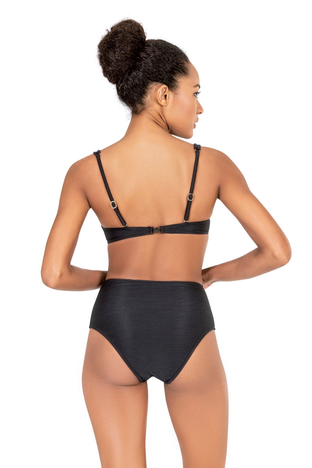 Endeep Kadın Dokulu Siyah Yüksek Bel Bikini Altı
