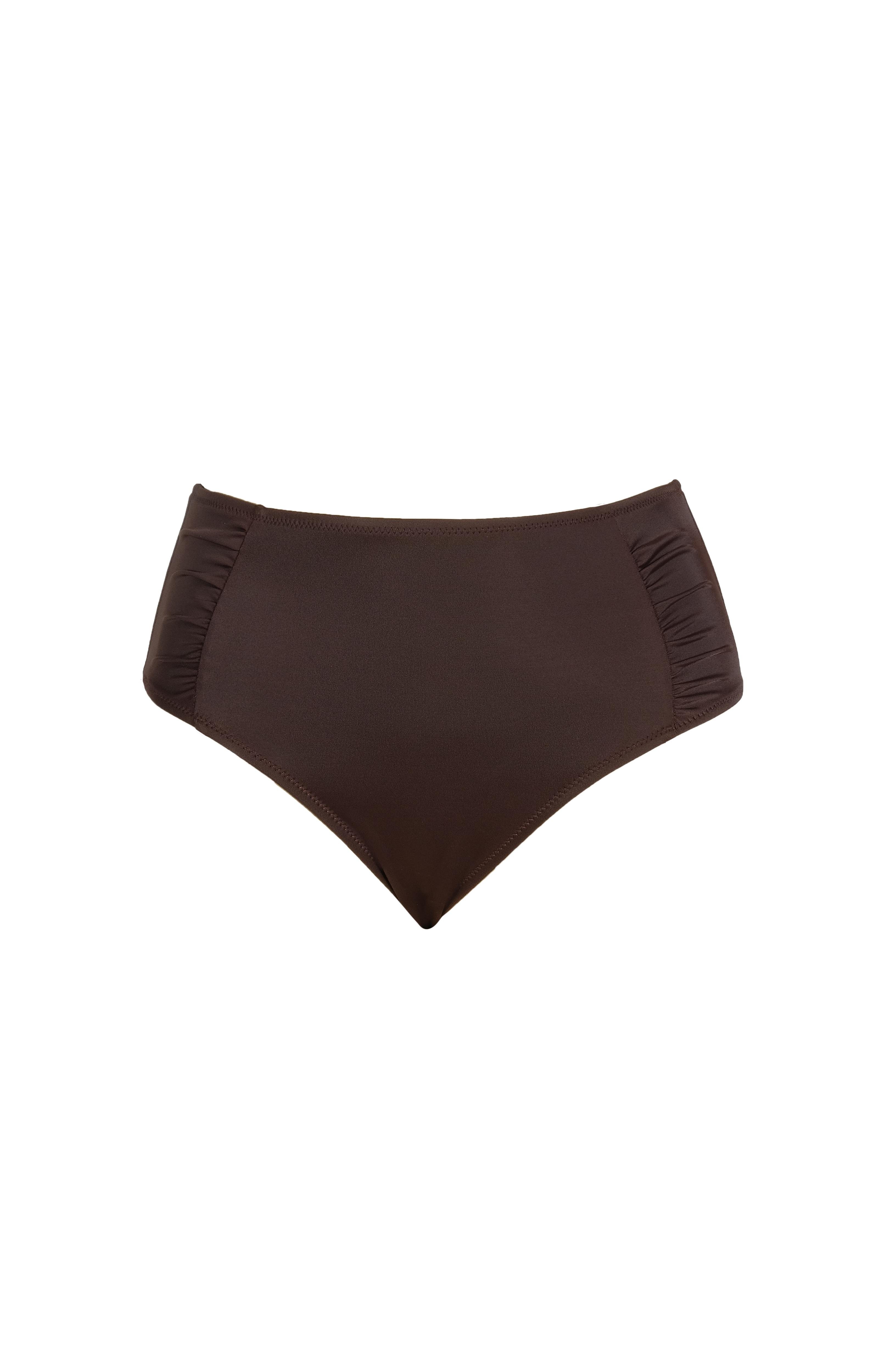 Endeep Kadın Büzgülü Kalın Kenarlı Kahverengi Bikini Altı