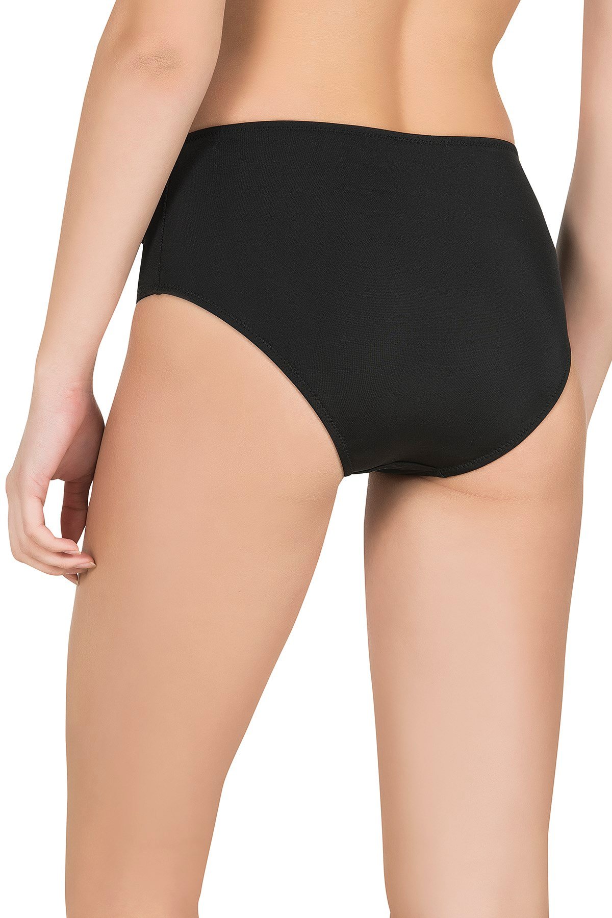 Büzgülü Kalın Kenarlı Siyah Bikini Altı