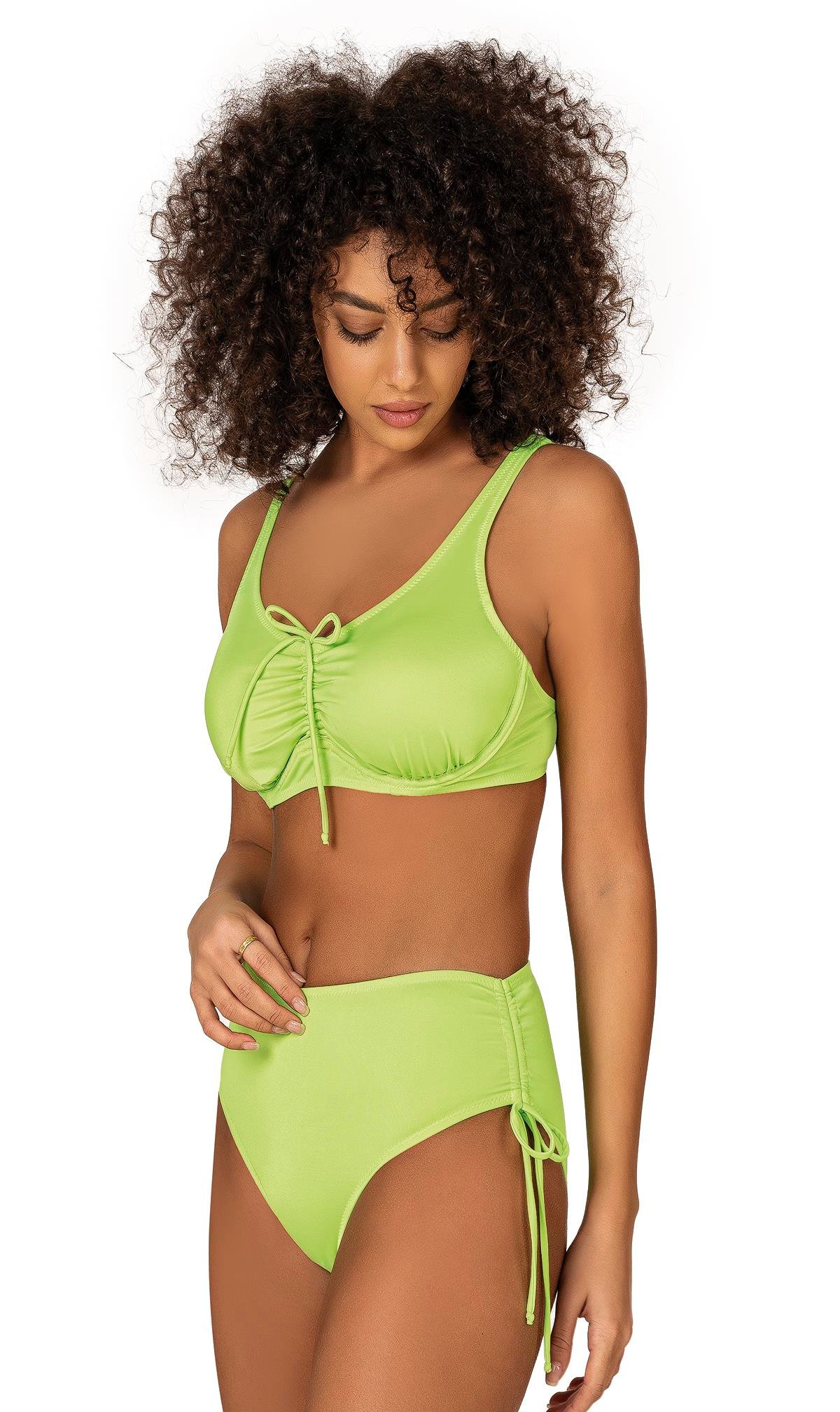 Endeep Kadın Büyük Beden Balenli Destekli Bağlama Detaylı Yeşil Bikini Takımı