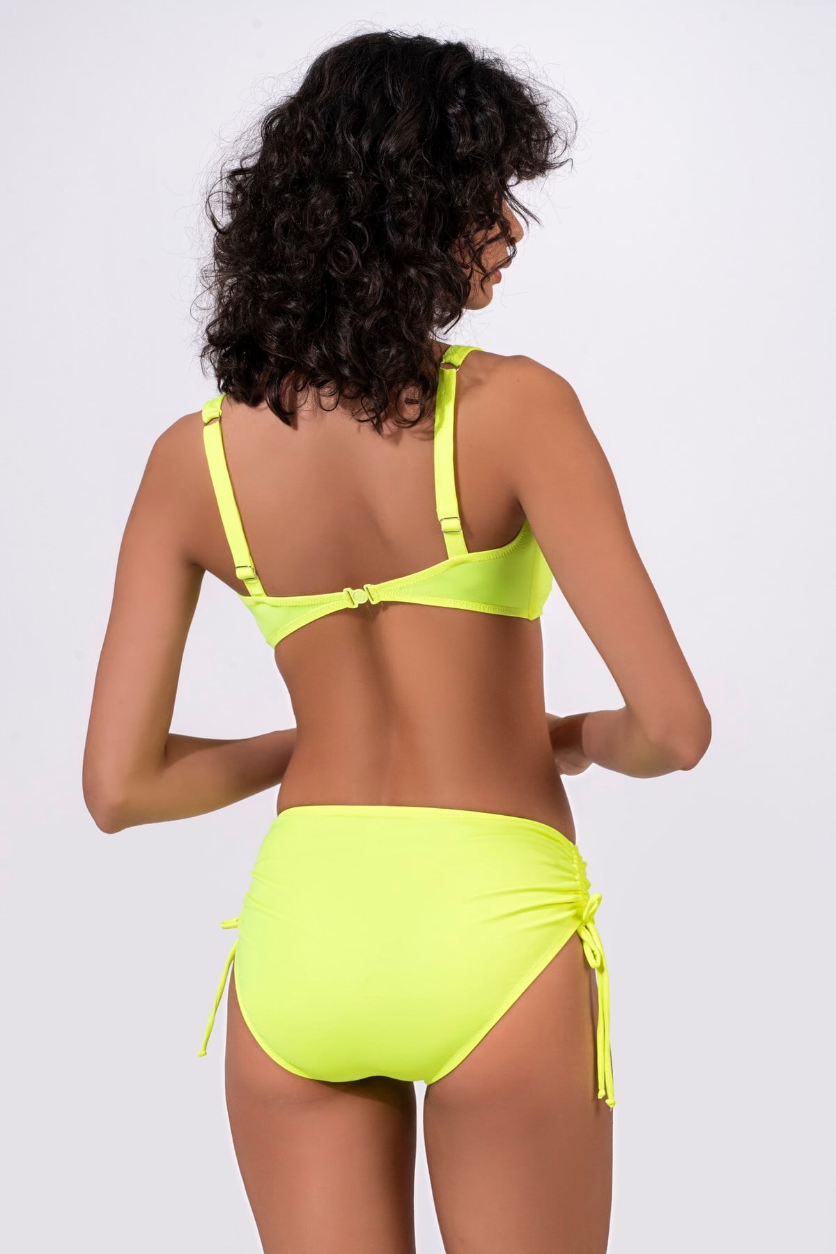 Endeep Kadın Fiyonk Detaylı Sarı Büyük Beden Bikini Takımı