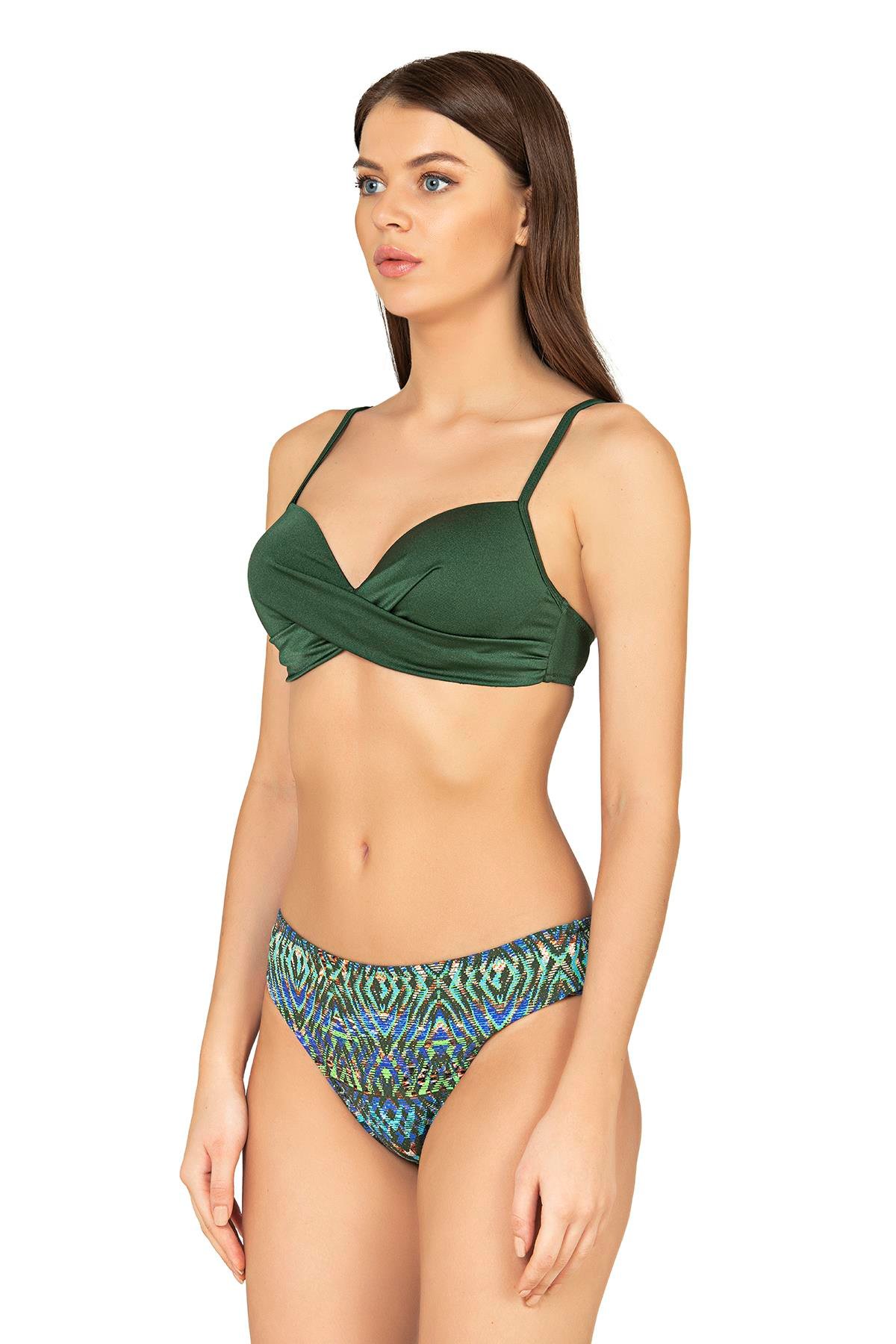 Endeep Kadın Destekli Çapraz Detaylı Yeşil Bikini Takımı
