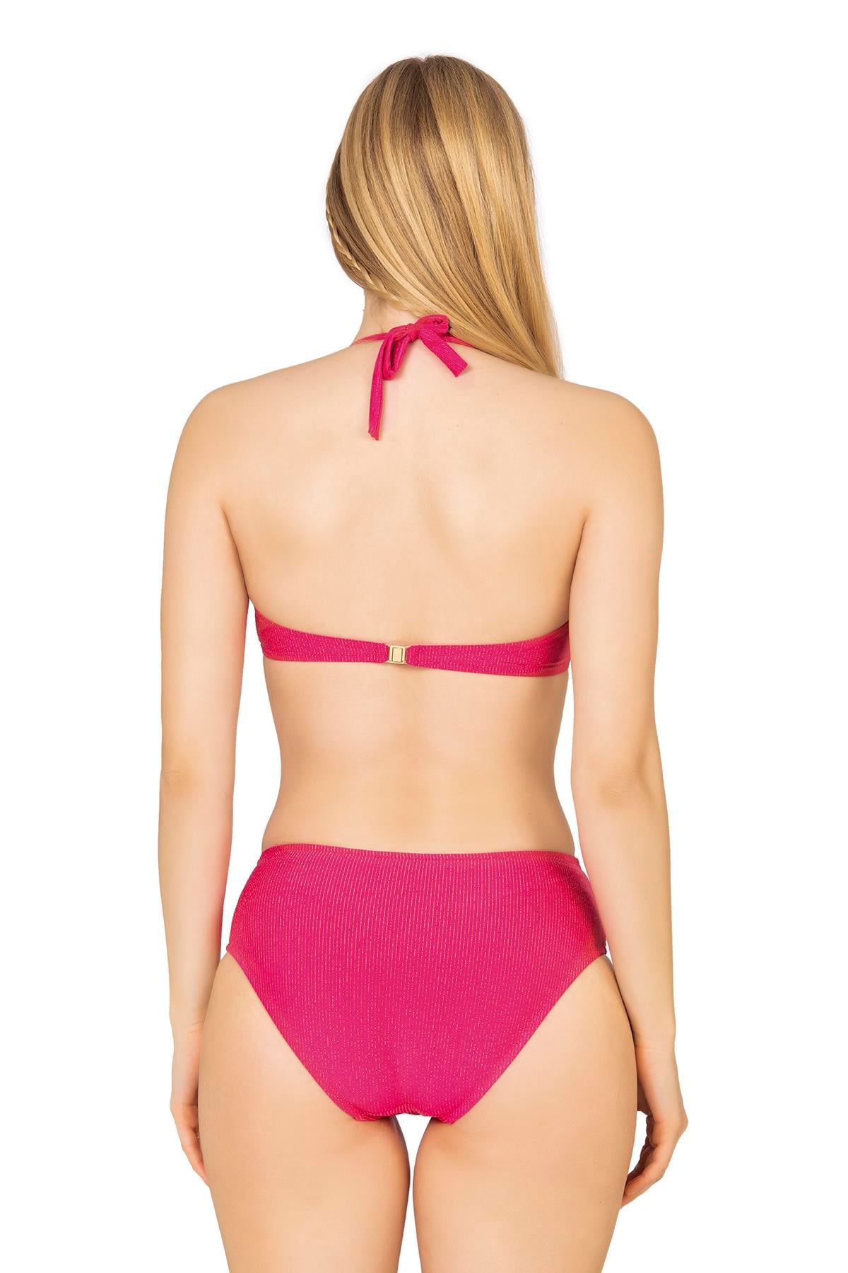 Endeep Kadın Büzgü Detaylı Destekli Pembe Bikini Takımı