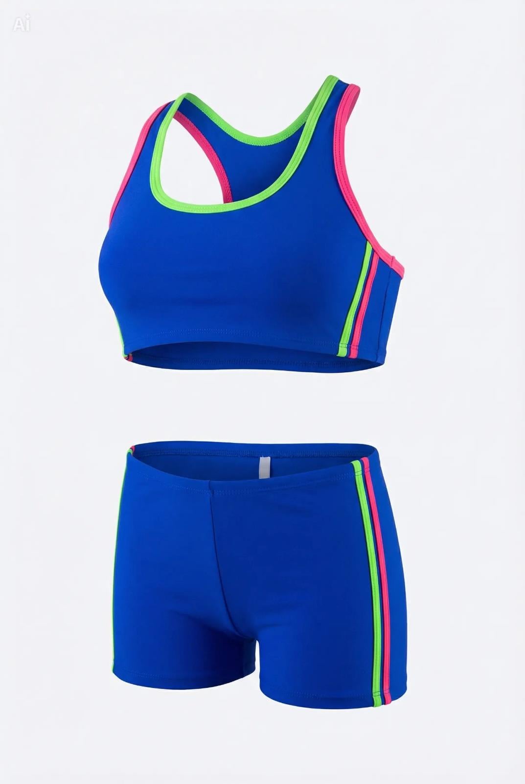 Endeep Kız Çocuk Mavi-Sarı Bustiyer Şortlu Yüzücü Mayo Bikini Takımı