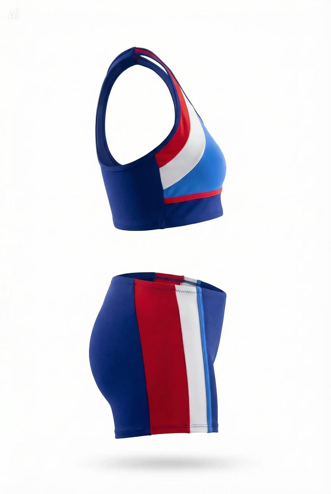 Endeep Kız Çocuk Mavi-Beyaz Bustiyer Taytlı İki Parça Yüzücü Mayo Bikini Takımı