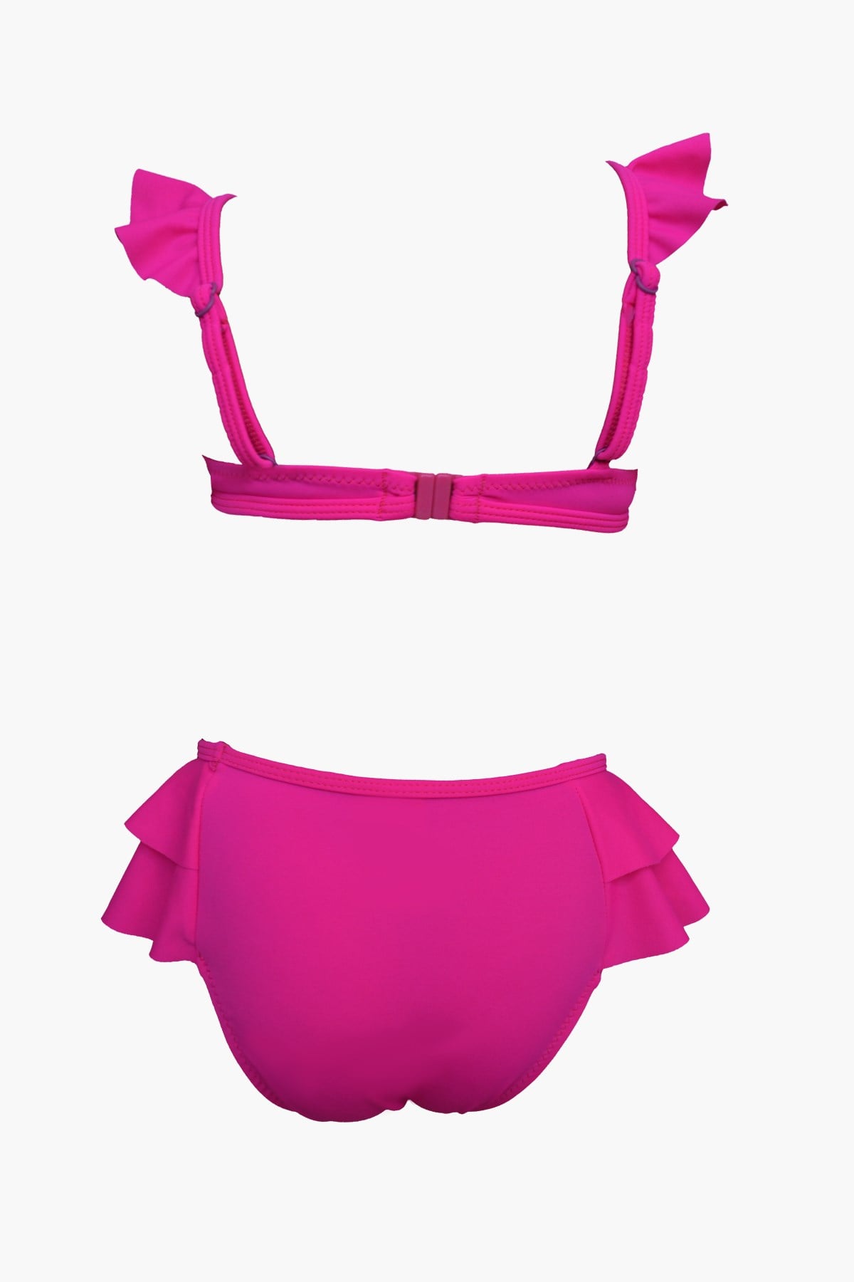 Kız Çocuk Fuşya Aksesuar Detaylı Volanlı Bikini Takımı