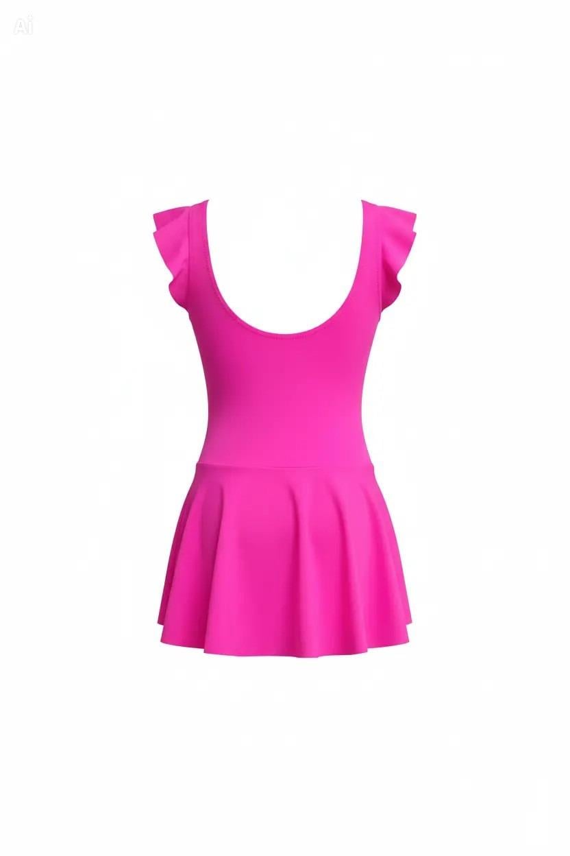 Endeep Kız Çocuk Fırfır Detaylı Pembe Etekli Elbise Mayo