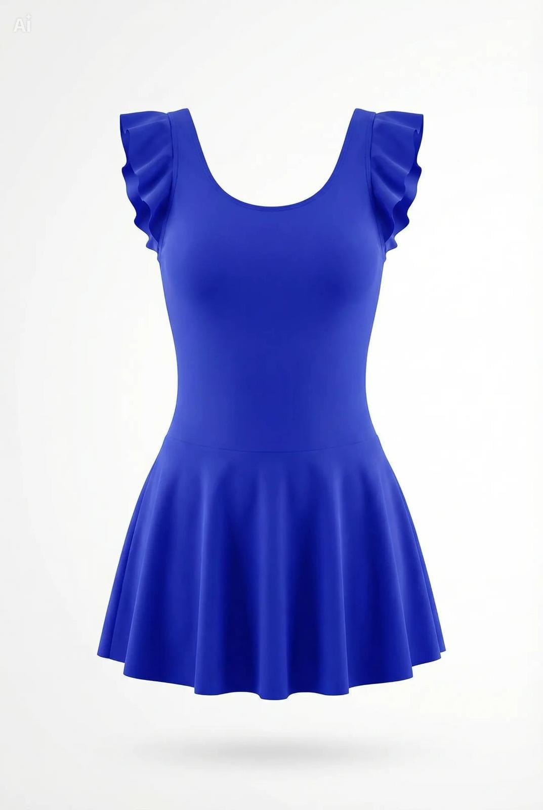 Endeep Kız Çocuk Fırfır Detaylı Mavi Etekli Elbise Mayo