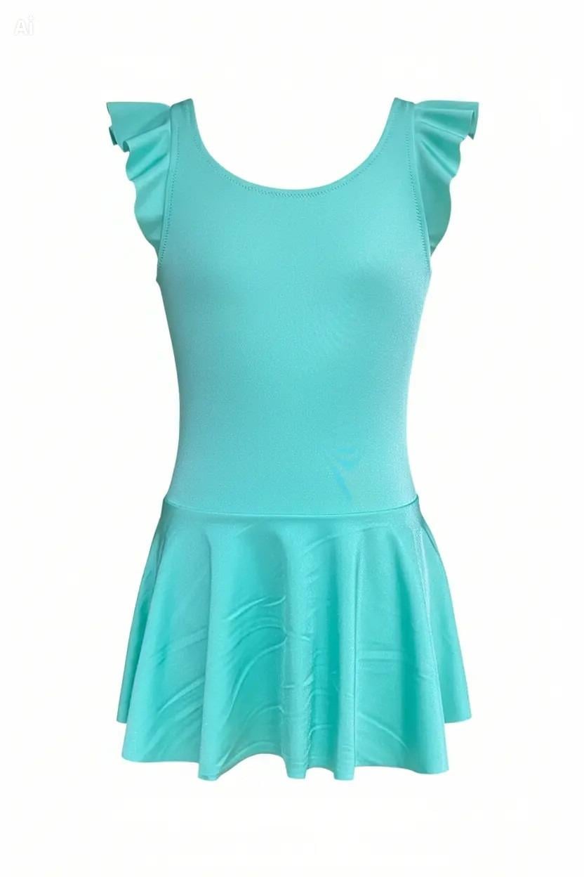 Endeep Kız Çocuk Fırfır Detaylı Turkuaz Etekli Elbise Mayo
