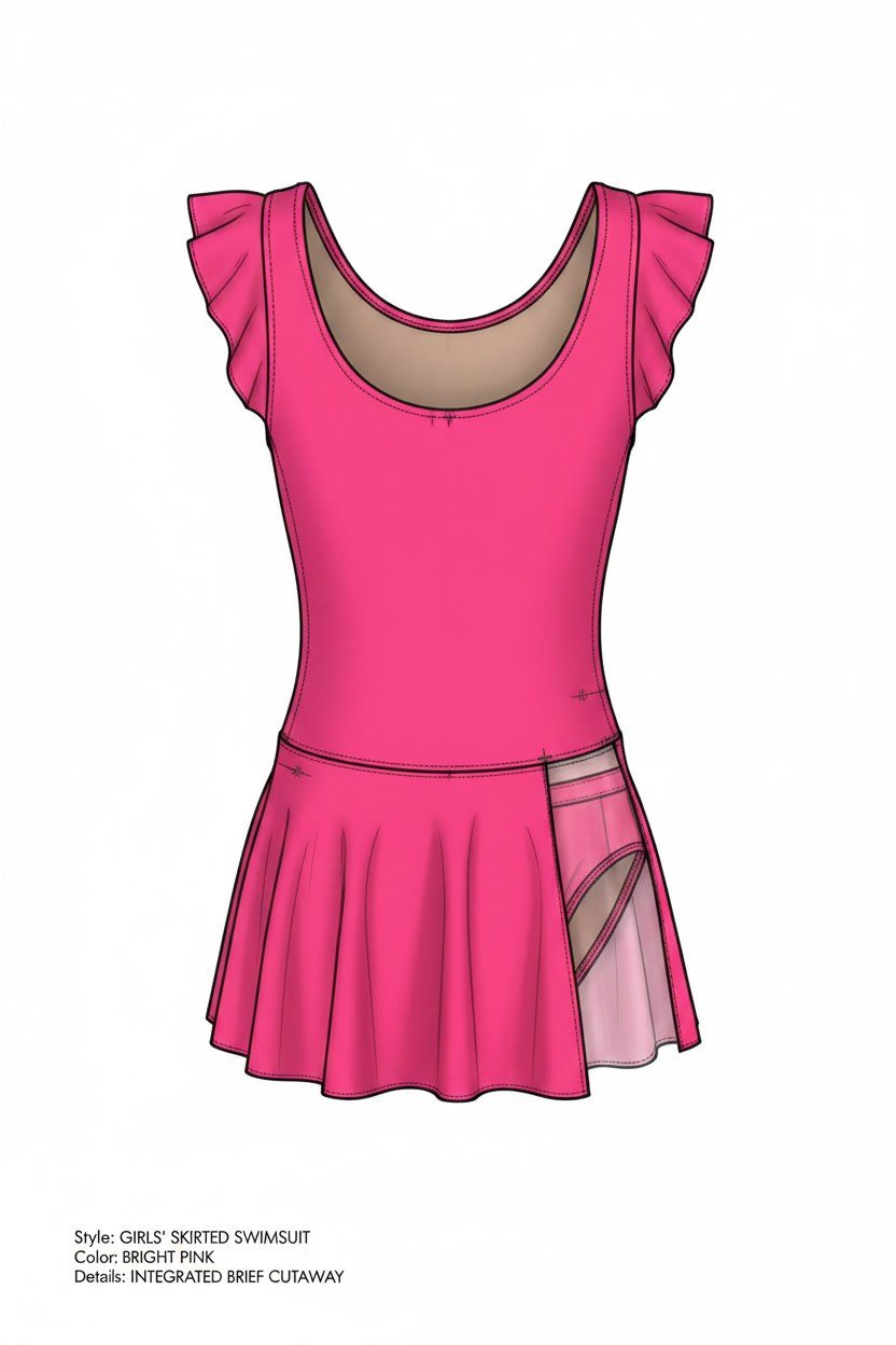 Endeep Kız Çocuk Pembe Yıldız Desenli Etekli Elbise Mayo