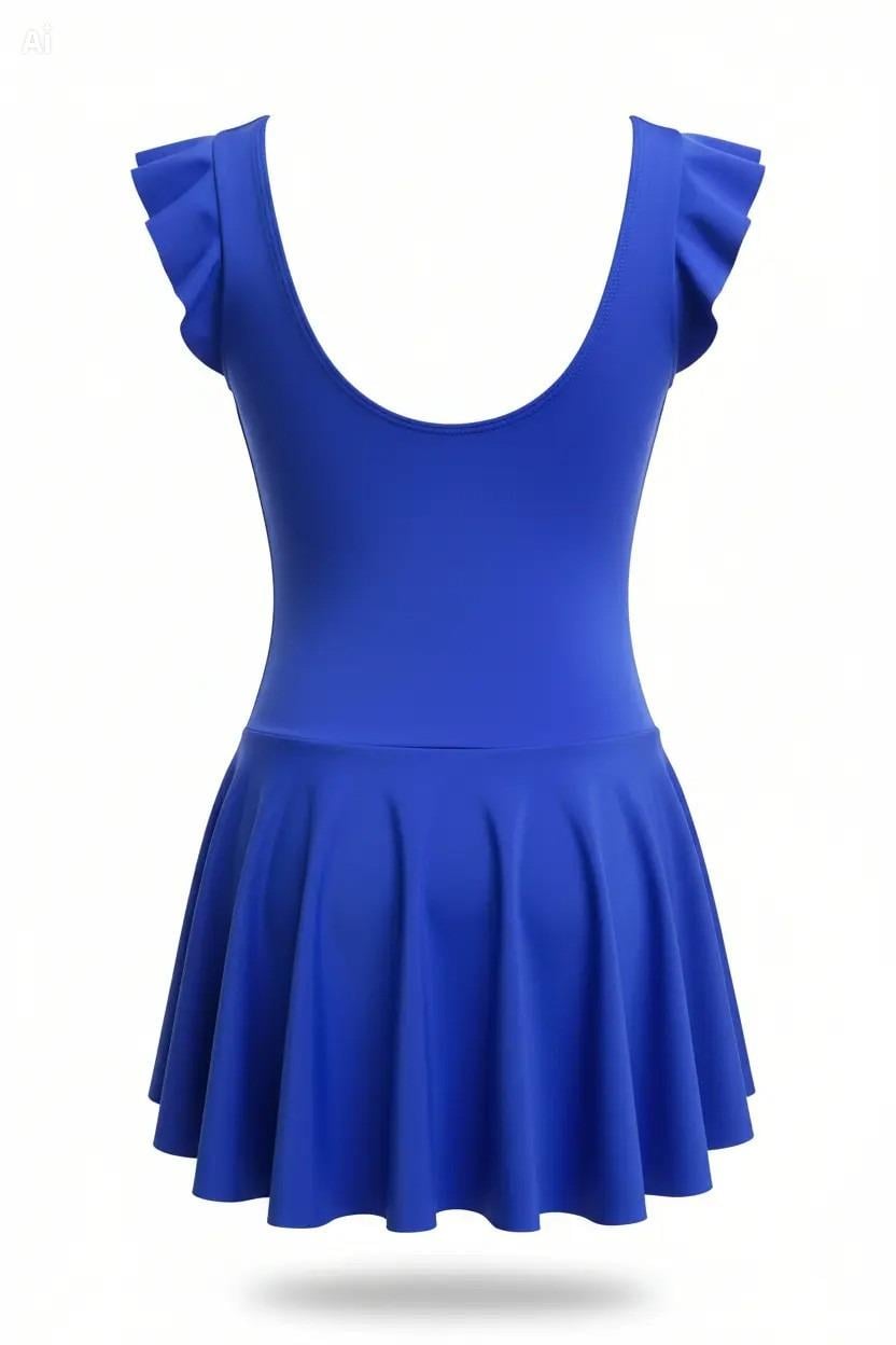 Endeep Kız Çocuk Fırfır Detaylı Mavi Etekli Elbise Mayo