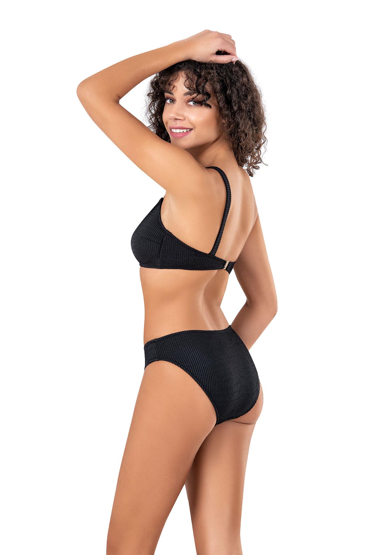 Endeep Kadın Cut Out Detaylı Dokulu Siyah Bikini Takımı