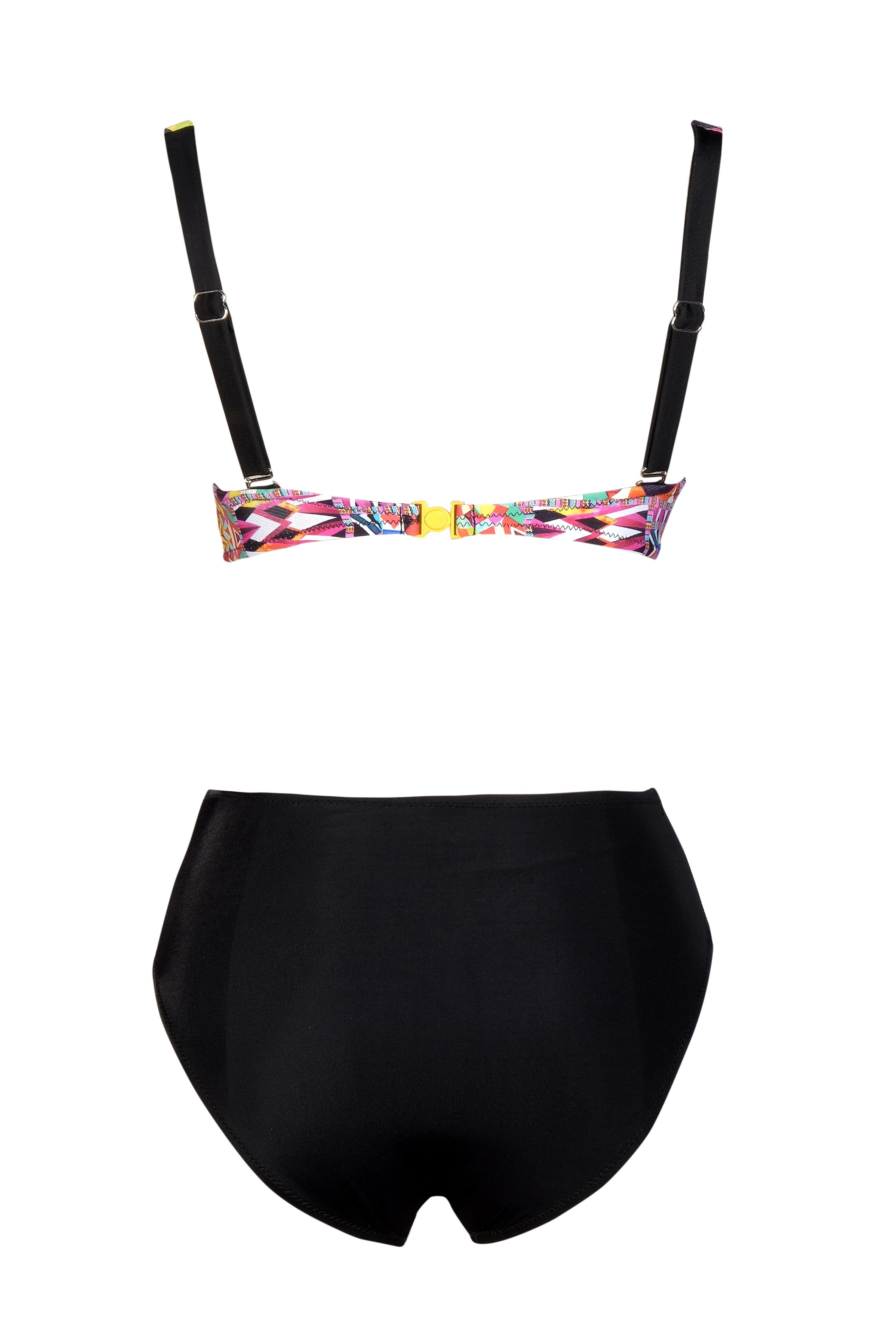 Endeep Beria Kadın Pembe Geometrik Desenli Toparlayıcı Askılı Bikini Takımı