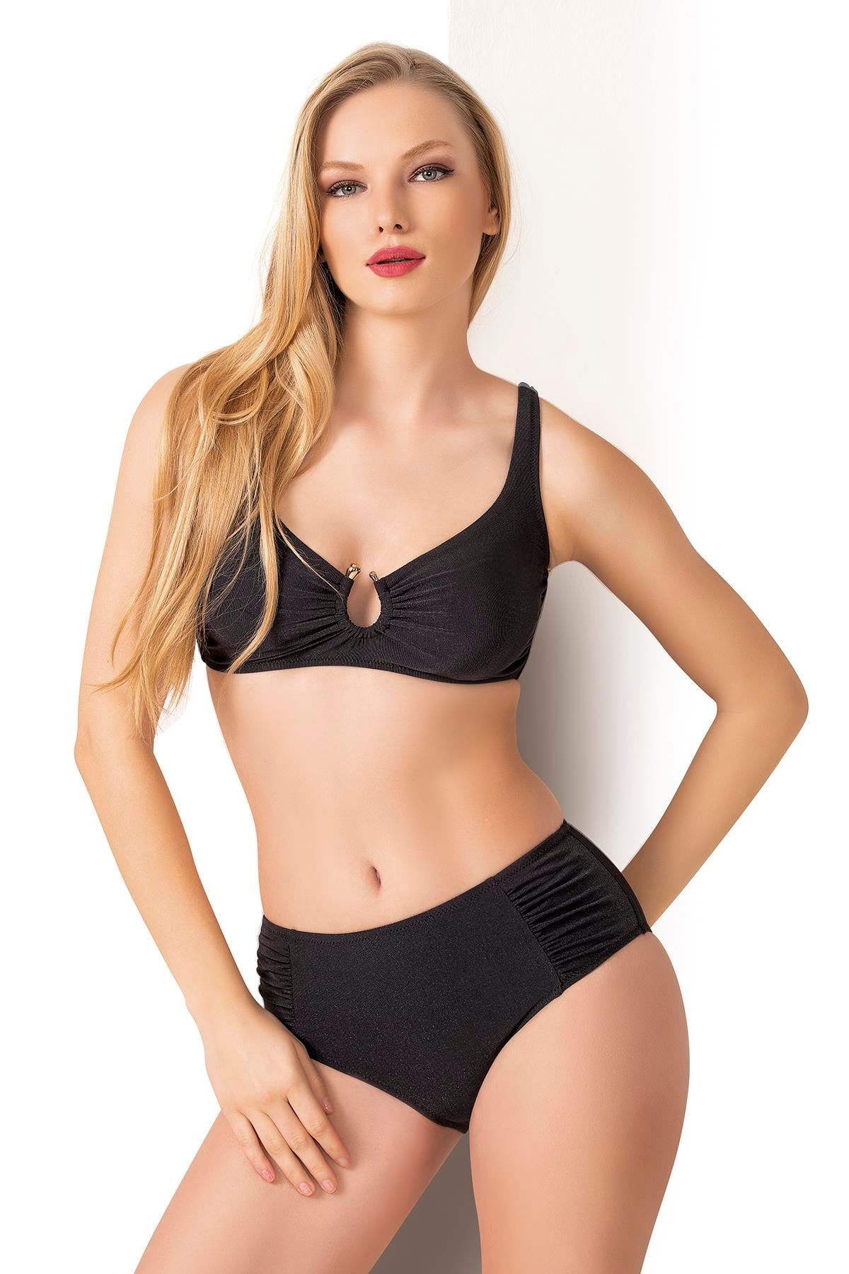Endeep Kadın Toparlayıcı Aksesuarlı Siyah Bikini Takımı