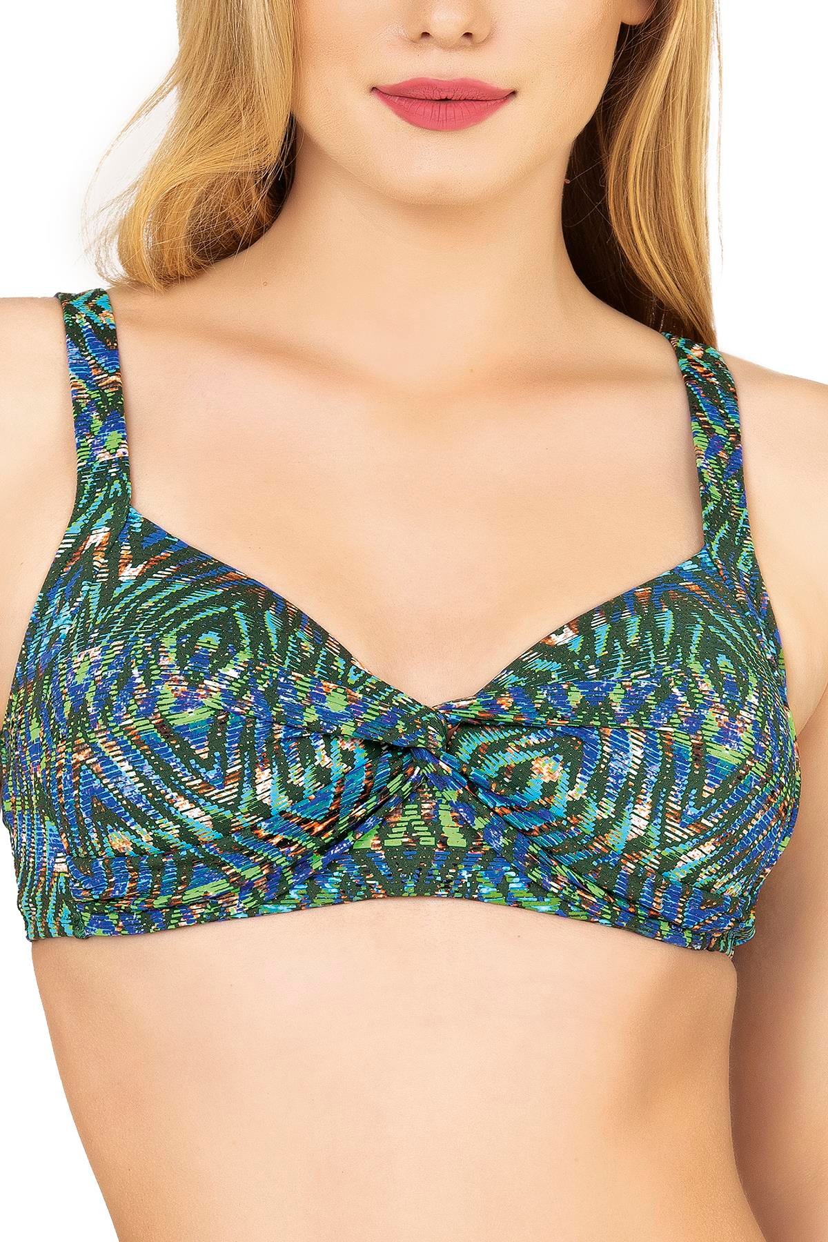 Endeep Kadın Yüksek Bel Toparlayıcı Yeşil Parıltılı Bikini Takımı